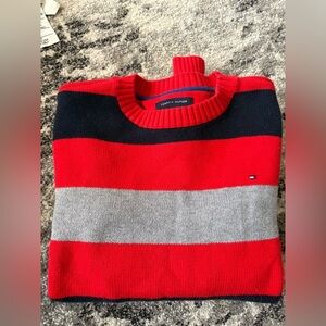Tommy Hilfiger Boys Large 12-14 Crewneck Sweater - Red, Navy, Gray